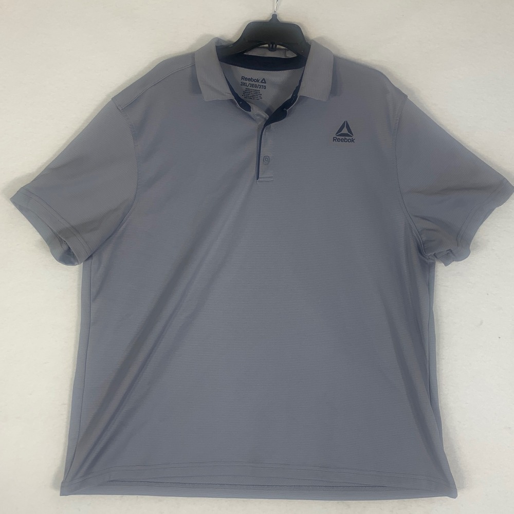Reebok Mens Golf Polo Shirt Gray Textured 3XL Short Sleeve Stretch‎ Performance
